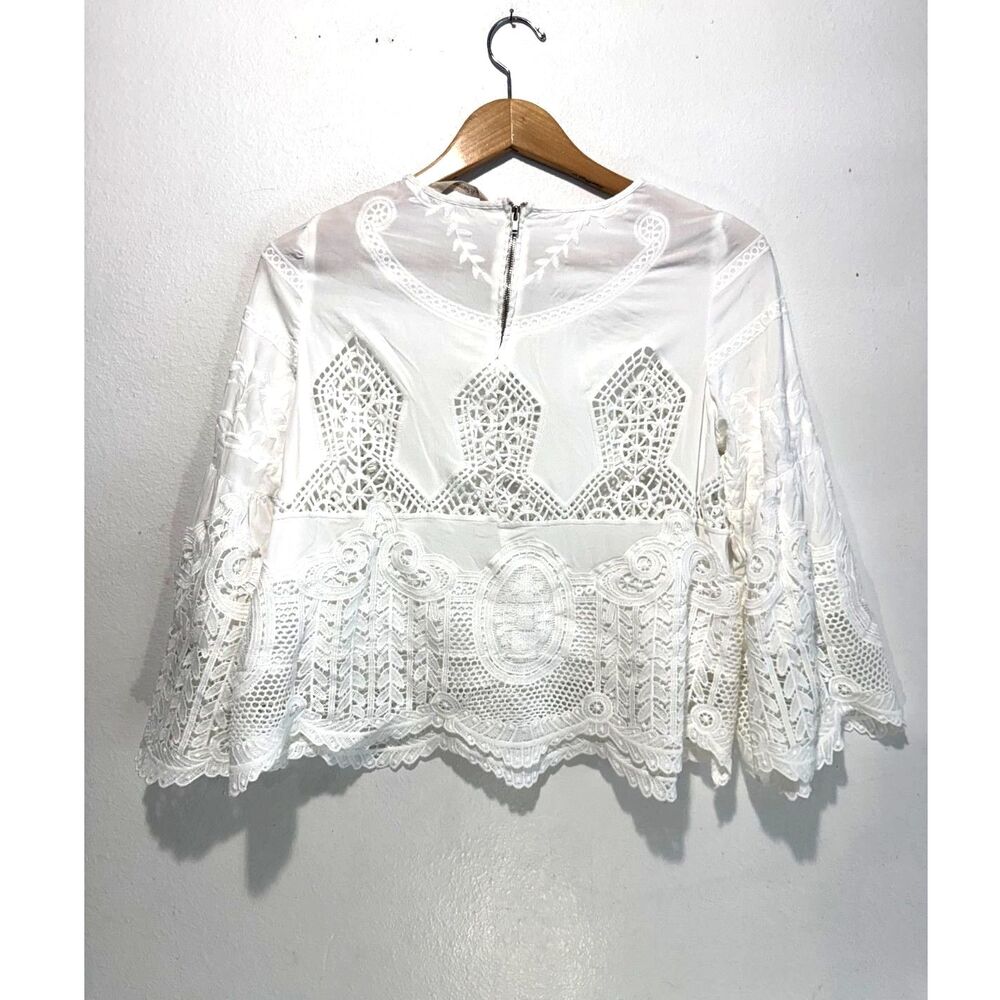 Soft Surrounding cropped blouse embroidered allover summer boho cottage women XS